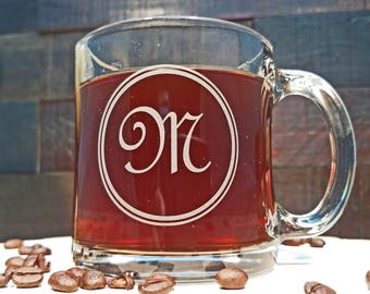 Personalized Coffee Mug for Dad, Custom Engraved Coffee Mug, Glass Mugs with Handle, Monogrammed Glass Coffee Cup, Coffee Mug for Dad