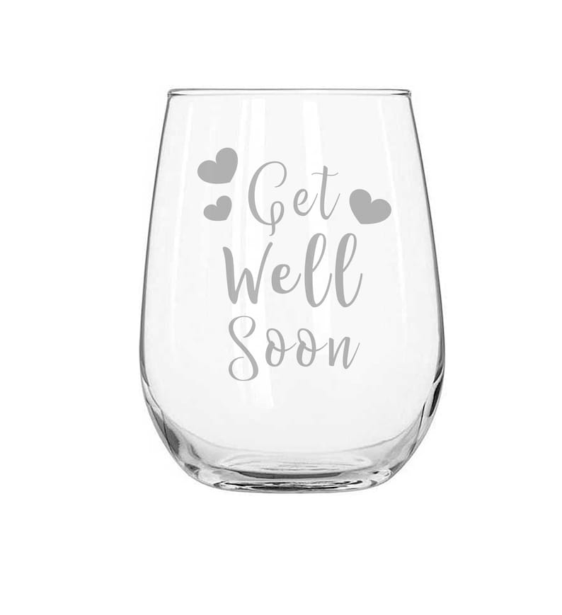 Personalized Stemless Wine Glass Custom Engraved Gift Get Well Soon Stemless Wine Glass