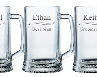 Personalized Beer Mugs - HUGE 25oz. Glass / Groomsmen Gifts / Mugs / Engraved / Custom / 16 DESIGNS / Select ANY Quantity