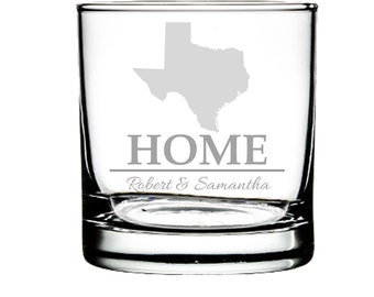 Personalized Whiskey Glass with the State of Your Choice, Custom State Glass, Engraved Gift, Engraved Home State, (All 50 States Available)