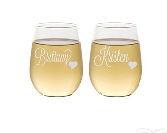 Stemless Wine Glasses / Personalized Wine Glasses / Bridesmaids Gift / Wedding Toasting / Engraved Glasses / Custom - Select ANY Quantity