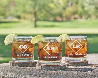 Personalized Groomsmen Gift, Custom Whiskey Glasses, Scotch Glass, Engraved Rocks Glass, Whiskey Drinker Gift, Groomsman Whiskey Glasses