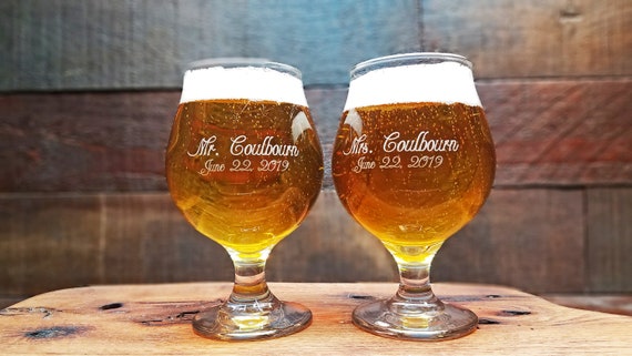 Mr. and Mrs. Beer Snifters Custom Engraved Beer Glasses