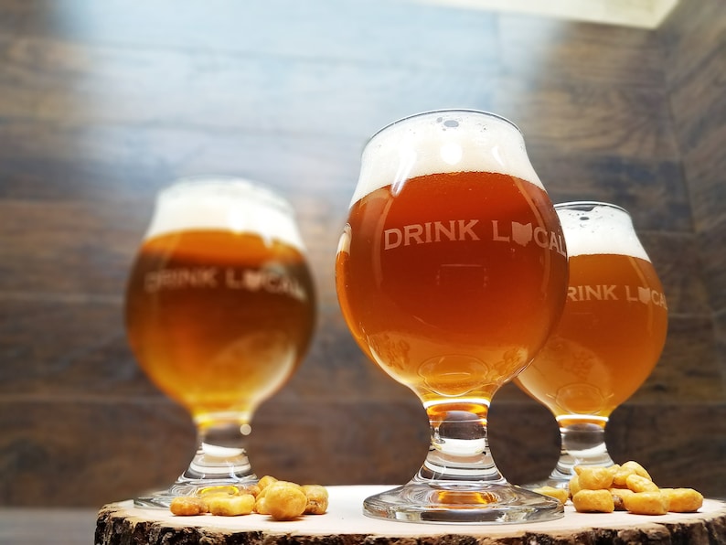 Drink Local Beer Glass Personalized Beer Snifter Custom Etsy