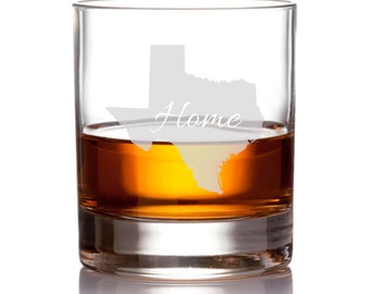 Personalized Whiskey Glass w/ State of Your Choice, Custom State Glass, Engraved Gift, Engraved Home State, (All 50 States Available)