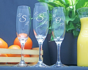 Personalized Champagne Flutes, Monogram Glasses, Etched Glasses, Custom Engraved Champagne Flute, Wedding Champagne Flute, Monogrammed Gift
