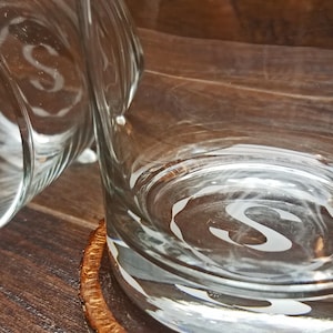 Personalized Monogrammed Whiskey Glass, Bottom Engraved Whiskey Glasses, Rocks Glasses, Personalized, Custom Whiskey Glasses, Monogram Glass image 1