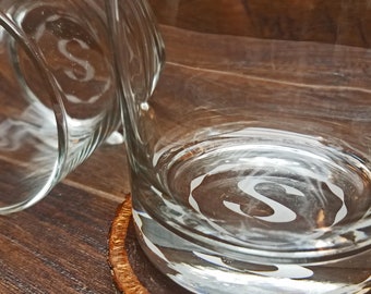 Personalized Monogrammed Whiskey Glass, Bottom Engraved Whiskey Glasses, Rocks Glasses, Personalized, Custom Whiskey Glasses, Monogram Glass