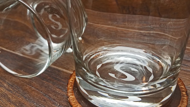 Personalized Monogrammed Whiskey Glass, Bottom Engraved Whiskey Glasses, Rocks Glasses, Personalized, Custom Whiskey Glasses, Monogram Glass image 1