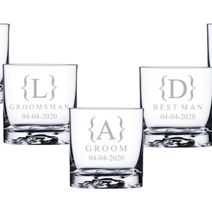 Personalized Whiskey Glasses, Custom Groomsmen Gift, Rocks Glasses, Wedding Gift, Best Man, Groomsman Gifts, Engraved Whiskey Glasses image 1