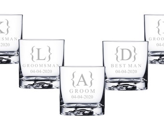 Personalized Whiskey Glasses, Custom Groomsmen Gift, Rocks Glasses, Wedding Gift, Best Man, Groomsman Gifts, Engraved Whiskey Glasses