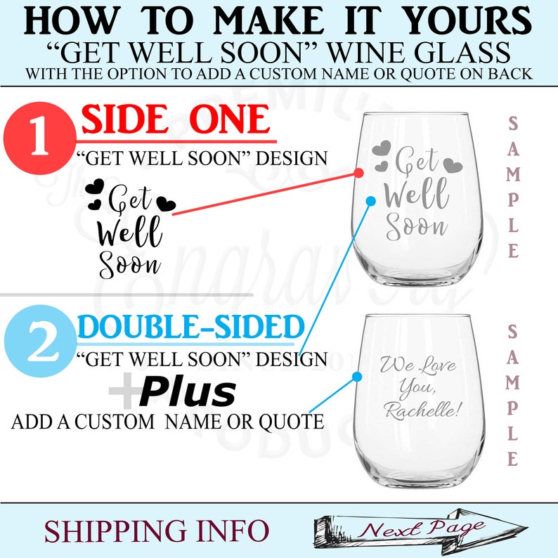 Personalized Stemless Wine Glass Custom Engraved Gift Get Well Soon Stemless Wine Glass