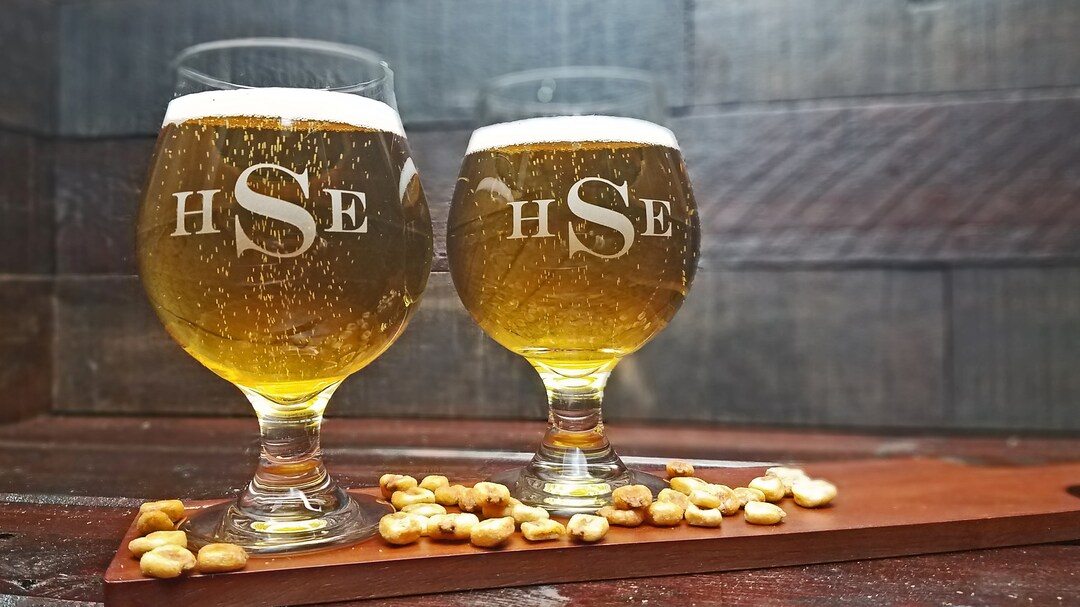 Monogrammed Beer Glass, Beer Snifter, Personalized Gift, Custom Engraved Glass, Home Bar Gift ...