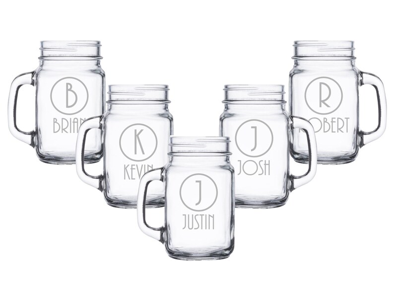 Mason Jar Mugs Personalized Beer Mug with Handle Groomsmen Etsy