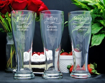 Personalized Beer Glasses, Groomsmen Gifts, Best Man Gift, Engraved, Custom Etched Mug, Wedding Glasses, Gift Idea, Custom Beer Stein