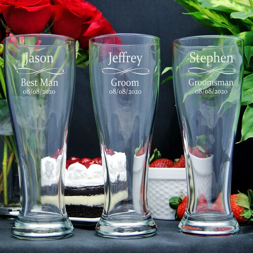 Personalized Beer Glasses Groomsmen Gifts Best Man Gift Etsy