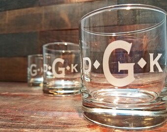 Engraved Whiskey Glasses, Monogram, Personalized Whiskey Glasses, Rocks Glasses, Custom Scotch Glass, Groomsman Gift, Whiskey Glass Set