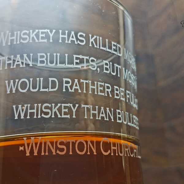 Winston Churchill Whiskey, Winston Churchill Quote, Custom Engraved Quote, Rocks Glasses, Scotch Glass, Personalized Whiskey Glass