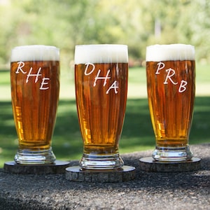 Monogram Beer Glasses, Engraved Pilsner Beer Glass, Personalized Beer Drinker Gift, Beer Glasses Engraved, Monogrammed Beer Gift, Newlywed image 1