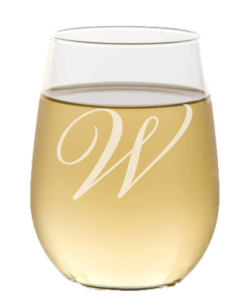 Personalized Stemless Wine Glass, Custom Engraved, Custom Wine Glass, Gifts for Bridesmaid, Maid of Honor Gift , Monogram, Etched Wine Glass image 1