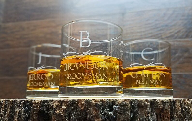 personalized whiskey glasses groomsmen