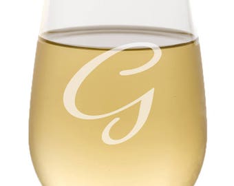 Personalized Stemless Wine Glass, Custom Engraved, Custom Wine Glass, Gifts for Bridesmaid, Maid of Honor Gift , Monogram, Etched Wine Glass