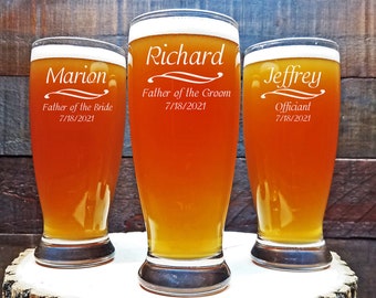 Personalized Groomsman Gift, Engraved Glassware, Custom Pilsner Glass, Groomsmen Gifts, Bridesmaid Gifts, Gift for the Groom, Wedding Favor