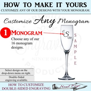 Personalized Champagne Flutes, Monogram Glasses, Etched Glasses, Custom Engraved Champagne Flute, Wedding Champagne Flute, Monogrammed Gift image 6