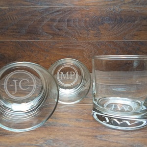 Personalized Monogrammed Whiskey Glass, Bottom Engraved Whiskey Glasses, Rocks Glasses, Personalized, Custom Whiskey Glasses, Monogram Glass image 2