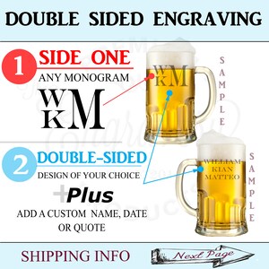 Personalized Beer Mugs, Monogram Glasses, Engraved Beer Mug with Handle, Custom Engraved Beer Glass, Beer Stein, Wedding Party Favor image 7