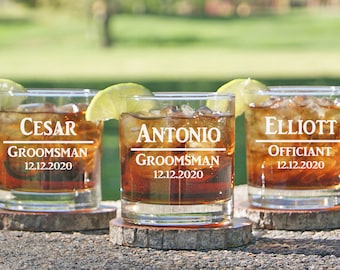 Personalized Groomsman Gift, Wedding Favor, Bourbon Glasses, Custom Whiskey Glass, Engraved Gift, Wedding Gift, Best Man, Father of Bride