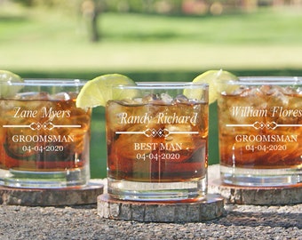 Personalized Groomsman Gift, Wedding Favor, Bourbon Glasses, Custom Whiskey Glass, Engraved Gift, Wedding Gift, Best Man, Father of Bride