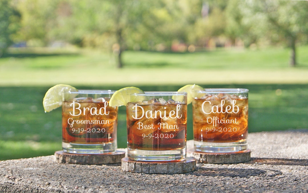 Personalized Groomsmen Gifts Engraved Whiskey Glasses Rocks Etsy
