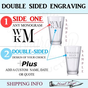 Personalized Beer Glasses, Custom Beer Glass, Monogram Beer Glasses, Etched Pint Glass, Custom Engraved Wedding Gift, Beer Gift, Party Favor image 7