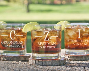 Personalized Groomsman Gift, Wedding Favor, Bourbon Glasses, Custom Whiskey Glass, Engraved Gift, Wedding Gift, Best Man, Father of Bride