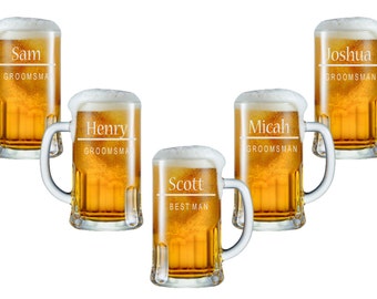 Personalized Beer Mug -12oz. / Groomsmen Gifts / Wedding / Engraved / Custom Glassware / Groomsman Gift / 16 DESIGNS / Custom Party Gifts