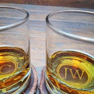 Personalized Monogrammed Whiskey Glass, Bottom Engraved Whiskey Glasses, Rocks Glasses, Personalized, Custom Whiskey Glasses, Monogram Glass image 3