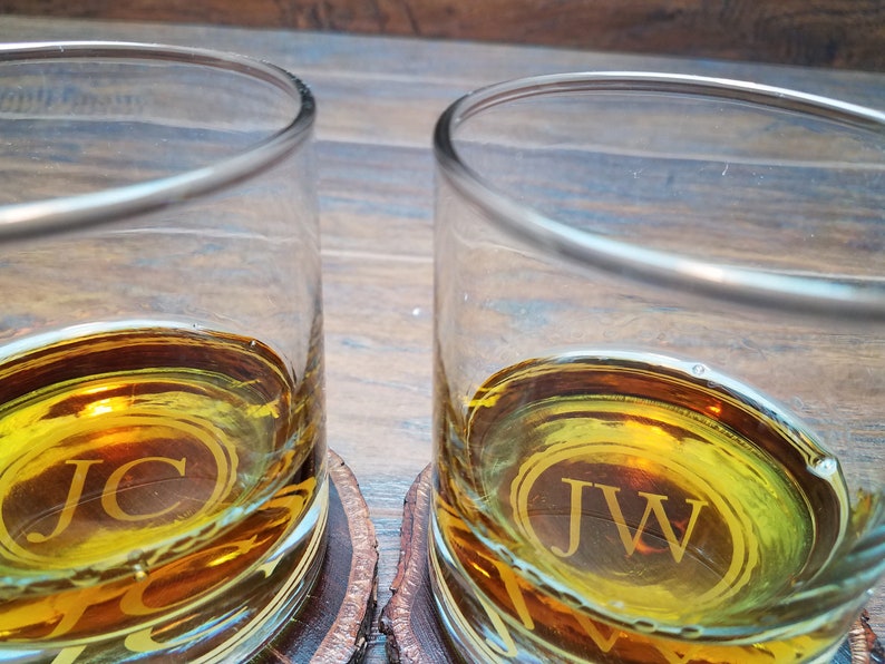 Personalized Monogrammed Whiskey Glass, Bottom Engraved Whiskey Glasses, Rocks Glasses, Personalized, Custom Whiskey Glasses, Monogram Glass image 3