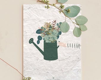 Carte à planter arrrosoir - plantes aromatiques - carte ensemencée