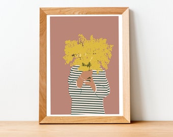 Affiche mimosa - illustration A4 florale