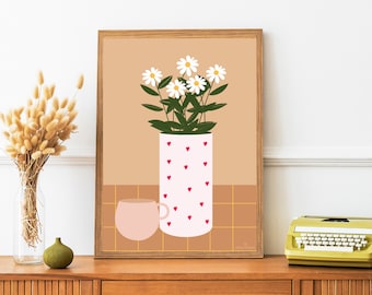 Affiche vase coeur