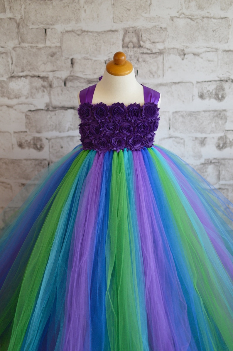 Peacock Colored Flower Girl Dresses