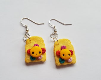 Flower toast earrings