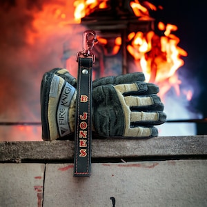 Personalized Leather Glove Strap, Firefighter gear, Firefighter Accessories, Firefighter Apparel, Glove holder, Glove Tamer