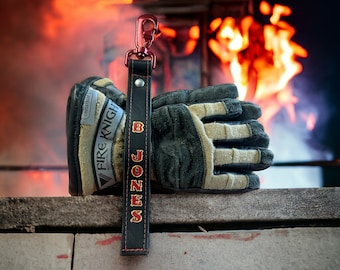 Personalized Leather Glove Strap, Firefighter gear, Firefighter Accessories, Firefighter Apparel, Glove holder, Glove Tamer