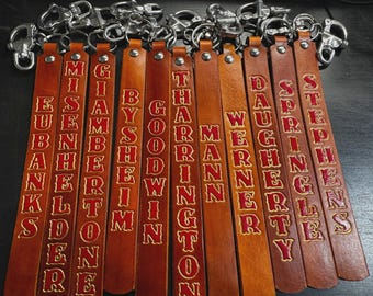 Custom Leather SCBA Quick Release Pull – Extra Long 13" | Personalized Firefighter Gear