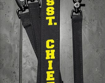 Firefighter Radio Strap: Black Cotton Ripstop with Reflective Trim