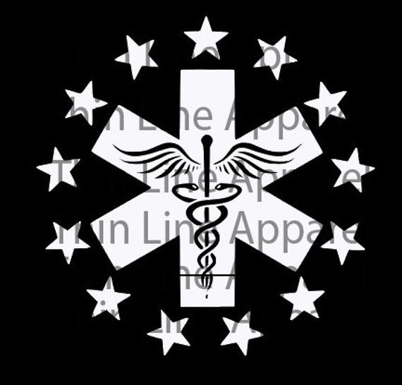 Thin Reflective Subdued EMS EMT Paramedic American flag star of life Decal
