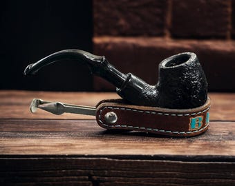 Custom Leather Pipe Holder with 3-in-1 Pipe Tool (Pipe Not Included)