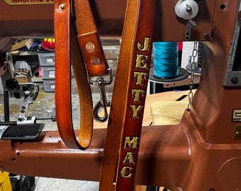 Custom Leather Dog Leash - Personalized with Name